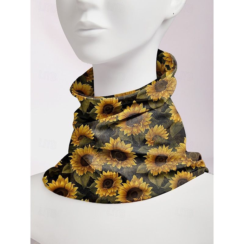 Women's sunflower print beanie cap, Lightweight stretch polyester casual hat, Soft and breathable headwear, Can be used as a neck gaiter, Suitable for casual wear, Outdoor activities and travel4