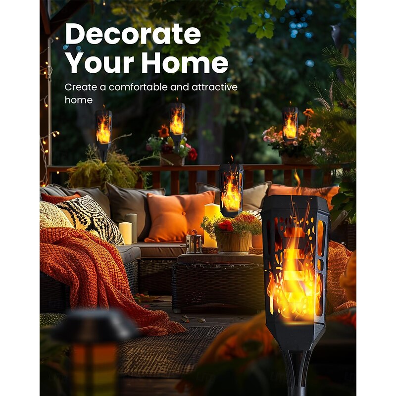 8 Pcs Outdoor Waterproof Solar Flashing Flames Plug in Lights Sensor Lights Garden Courtyard Lawn Path Christmas Halloween Festival Atmosphere Decorative Lights Landscape Lights2