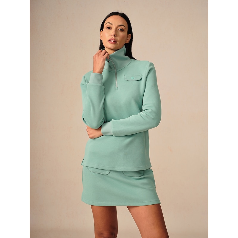 Women's Golf Pullover Sweatshirt Mint Green Long Sleeve Top Ladies Golf Attire Clothes Outfits Wear Apparel