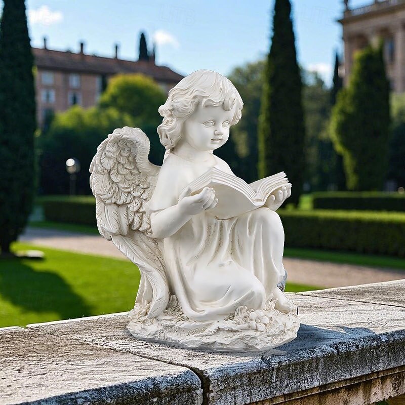 1 Pc Landscape Lights Creative Solar Reading Angel Ornament Courtyard Lawn Garden Outdoor Statue Decoration Resin Lights2