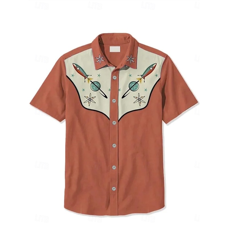 Women's 1950s Interstellar Atom Shirt Floral Graphic Bohemia Vintage Tropical Sleeveless Short Sleeve Shirt Collar Regular Tops Daily Light Green Blue Orange Green Gray Summer Spring4