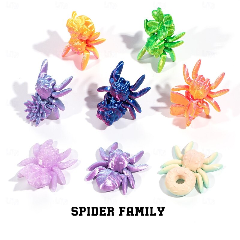 10PCS Halloween Mini Spider Figurines, 3D Printed Poseable Spider Toys, Small Articulated Joint Spider Models for DIY Terrarium Decor, Halloween Gift or Party Favors2