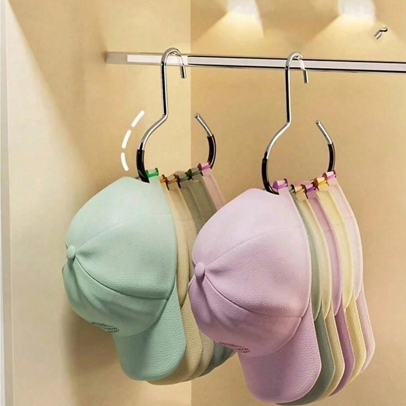 4 Pack Hat Organizer Hanger for Closet, Hanging Baseball Cap Holder Strap with Hooks, Hat Storage Rack for Trucker Hats, Scarves, Ties, Accessories Display4