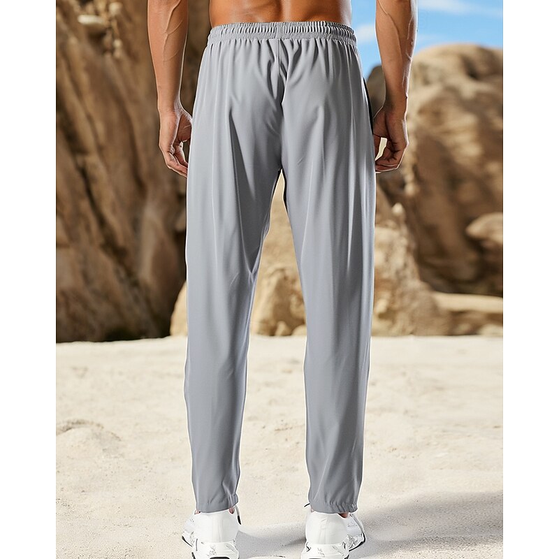 Men's Running Pants Sports Trousers Drawstring Zipper Pocket Bottoms Athleisure Sports Gym Stretchy Breathable Running Yoga Regular Fit Sportswear Activewear Solid Colored Black Dark Gray Light Grey2
