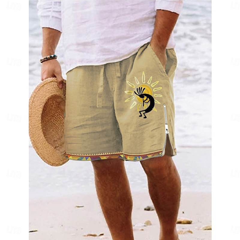 Men's Graphic Prints Swim Trunks Swim Shorts Board Shorts Mid Waist Vintage Ethnic Style Retro Vintage Casual Daily Holiday Zipper Pocket Elastic Waist Designer Clothing Apparel3