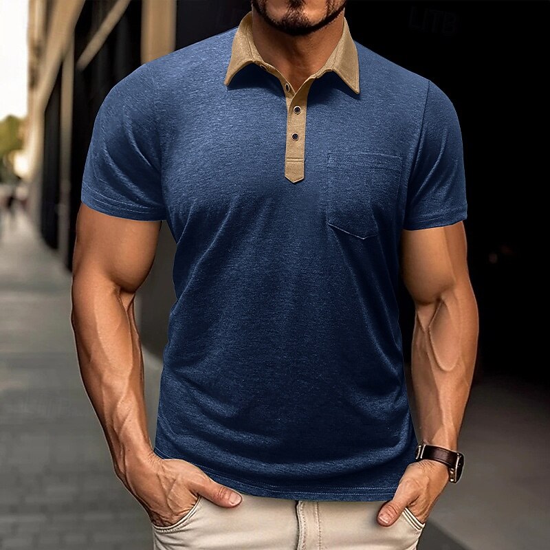 Men's Polo Shirts Golf Shirt Casual Sports Classic Short Sleeve Fashion Cool Color Block Pocket Buttons Summer Spring &  Fall Regular Fit Black White Burgundy Navy Blue Light Grey Khaki Polo Shirts2
