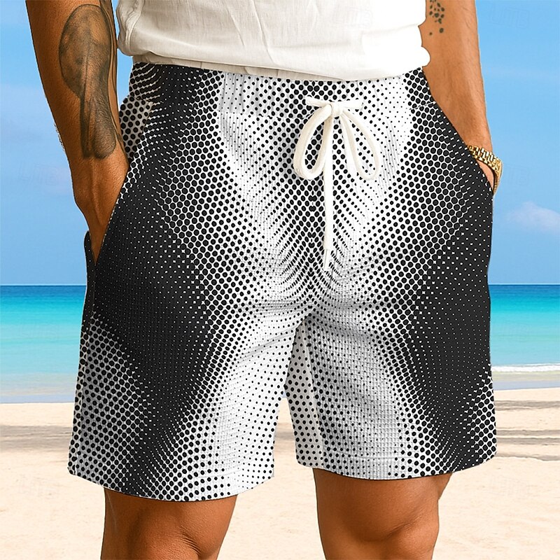 Men's Gradient Round Dots Waffle Shorts Sweat Shorts Casual Shorts Mid Waist Fashion Casual Vacation Jogging Workout Elastic Drawstring Waist Shorts with Pockets Designer Clothing Apparel3