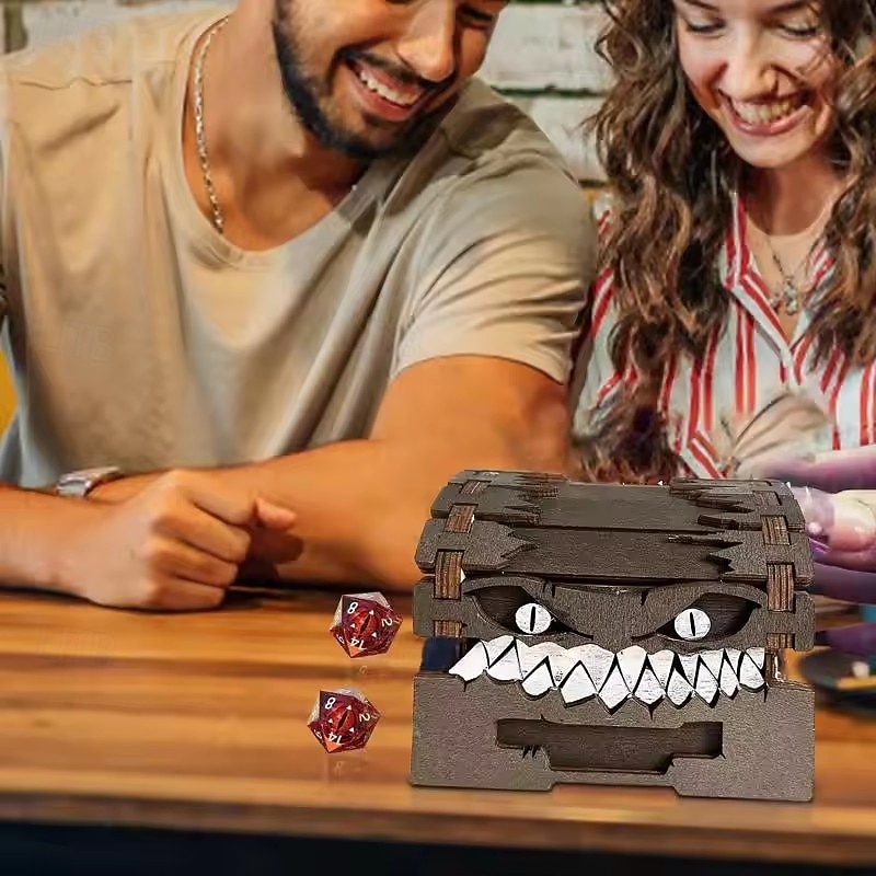 1pc Dungeons&Dragons Game Figures Wooden Mimic Figure Dnd CreativeMonsters TreasureChest Figurine Box Halloween Toy Gift3