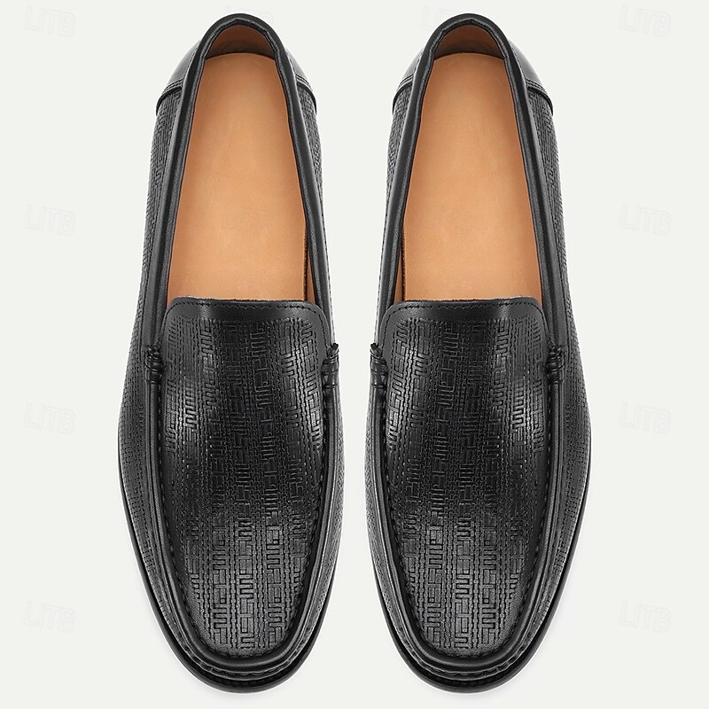 Black Slip-On Loafers for Men Crafted from Premium Cowhide with Sleek Elegant Design - Perfect for Office Formal Occasions and Everyday Wear4