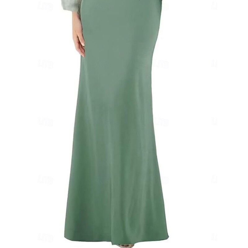 Mermaid / Trumpet Mother of the Bride Dress Elegant Off Shoulder Floor Length Lace Long Sleeve with Solid Color2