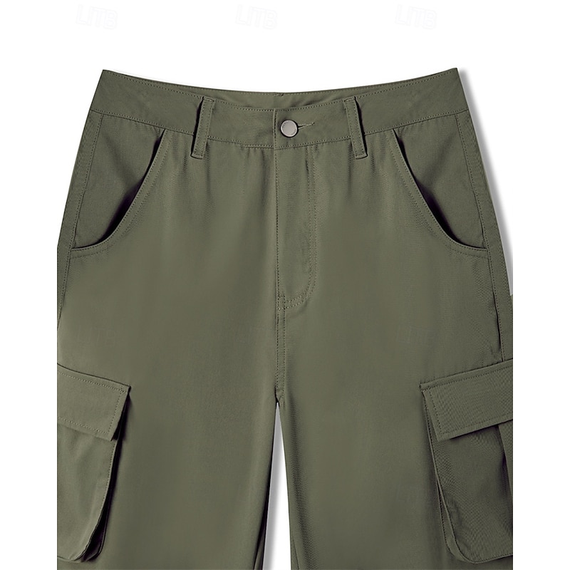 Women's Cargo Pants Pants Trousers Fashion Streetwear Full Length Natural Solid Colored Multi Pocket Comfortable Micro-elastic Sports & Outdoor Daily Wear Black Khaki Army Green Dark Gray Summer4