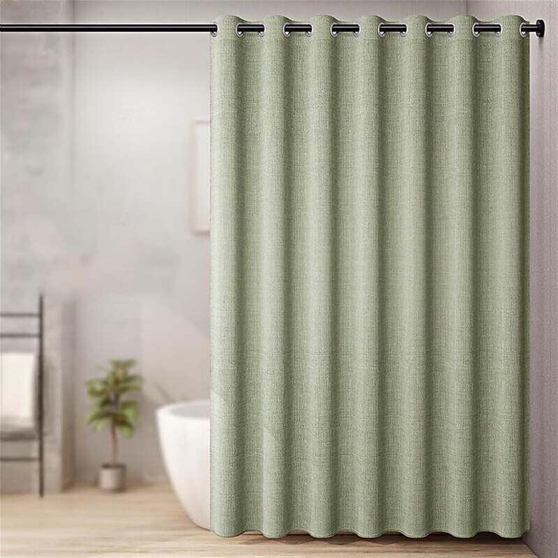 Fabric Shower Curtain, Linen Textured Heavy Duty Thick Shower Curtains for Bathroom, Waterproof Decorative Bath Curtain, Washable Weighted Hem Shower Curtain4