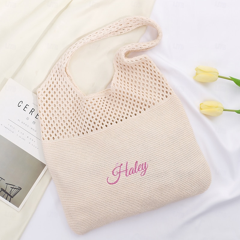 Personalized Knit Shoulder Bag with Custom Name Embroidery, Unique Gift for Mom, Girlfriend, Friend, Valentine's Day, Mother's Day, Birthday, Christmas3