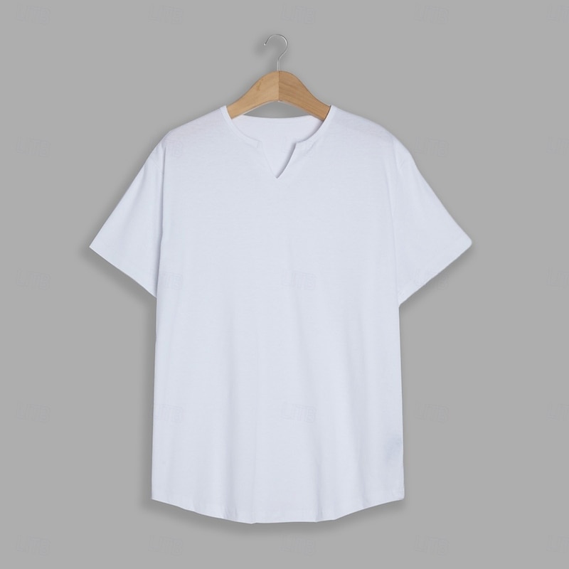 Men's T Shirt Short Sleeve V Neck Summer Plain Fashion Classic Casual Plain Street Casual Sports White Blue Gray Top Tee for Men3