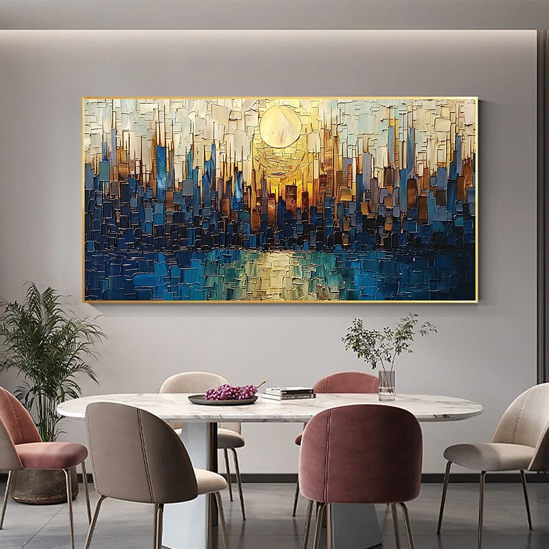 Handmade Original Urban Architecture Oil Painting On Canvas Abstract City Building Wall Art for Home Decor With Stretched Frame Without Inner Frame Painting2