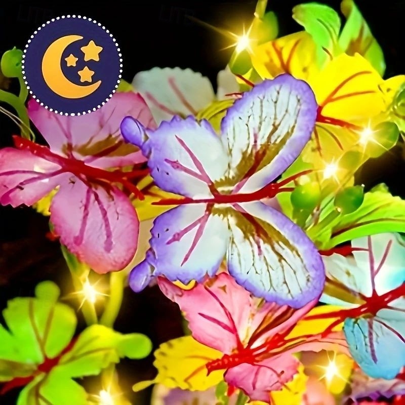 2 Pcs Outdoor Solar Butterfly Garden Lights Waterproof Solar Swing Butterfly Lawn Lights for Wedding Party Garden Walkway Christmas Home Yard Decoration3