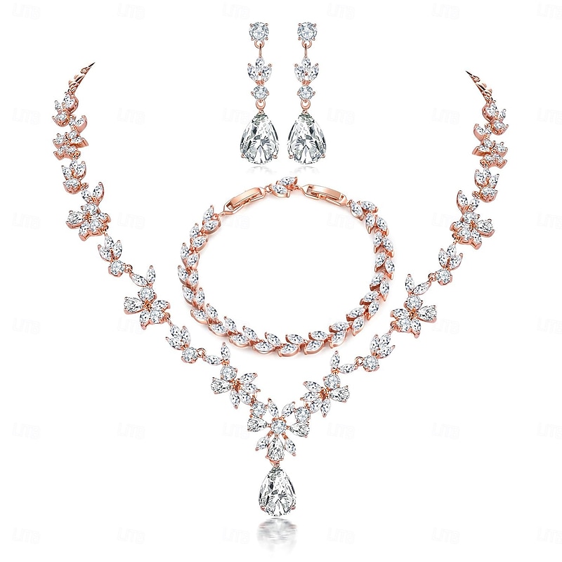 Bridal Jewelry Sets One-piece Suit Alloy Earrings Necklace Women's Stylish Cute Joy Jewelry Set For Party Evening Wear2