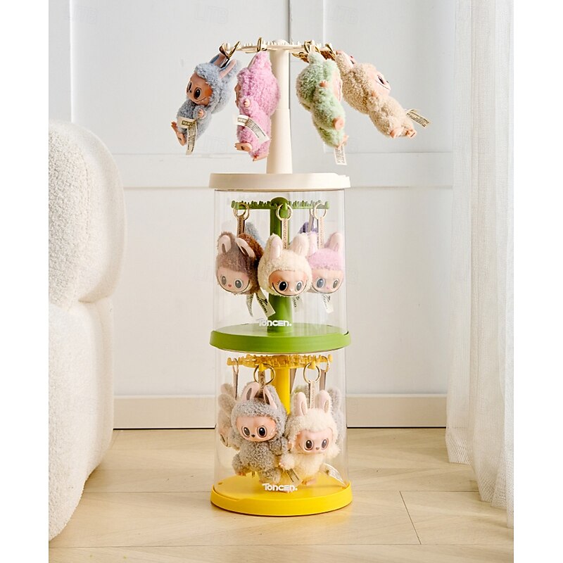 Rotating Display Case - 360 Clear Figure & Keychain Display Case with Dust Proof Coverfor 17/15cm Plush Dolls Stackable Holder Display Shelf for Collectibles NO Dolls3