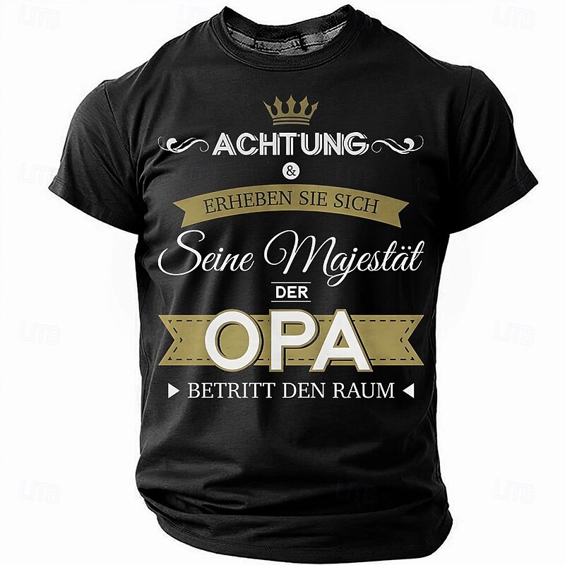 Men's Funny Graphic T-Shirt - 'Attention & Rise, His Majesty The Grandpa Enters The Room' Short Sleeve Family Gift