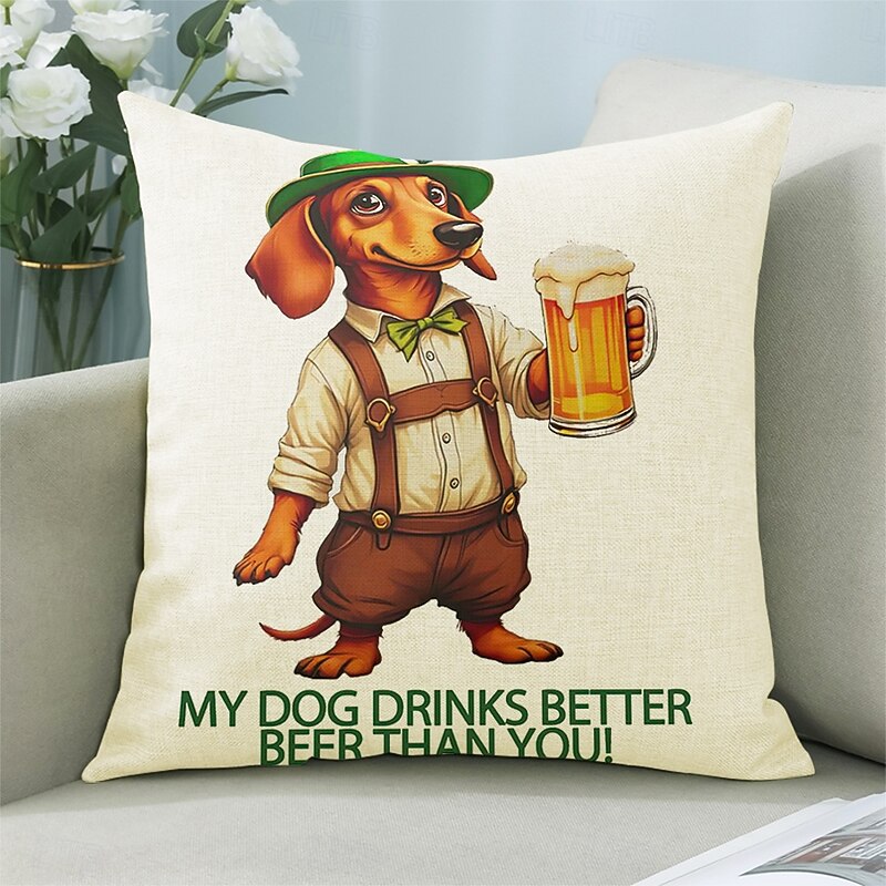 Oktoberfest Dachshund Bavarian Decorative Toss Pillows Cover 1PC Soft Square Couch Cushion German Beer Design