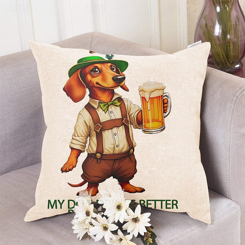 Oktoberfest Dachshund Bavarian Decorative Toss Pillows Cover 1PC Soft Square Couch Cushion German Beer Design3