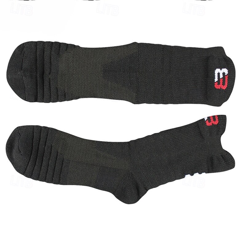 1 Pair Men's Hiking Socks Sports Socks Breathable Anti Blister Sweat-Wicking cushioned Outdoor quarter crew Patchwork Polyester Black White Grey for Running4