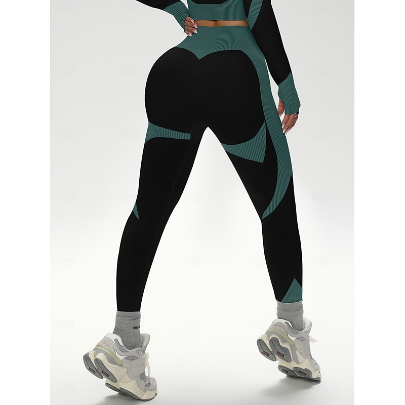Women's Yoga Pants Yoga Leggings High Waist Pilates Gym Workout Workout Tights Color Block Black Pink Army Green Fall Sports Activewear Stretchy Slim3