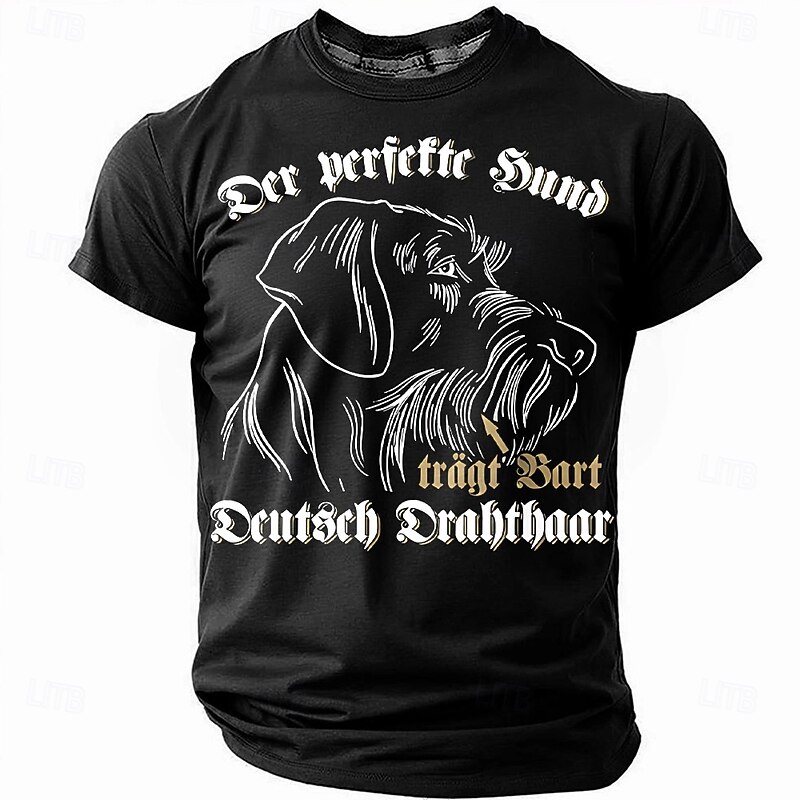 Mens German Wirehaired Pointer T-Shirt - Short Sleeve 'The Perfect Dog Wears a Beard' Hunter Dog Lover Graphic Tee - Main Image