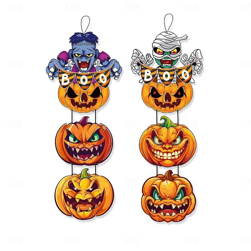 2pcs Halloween Outdoor Hanging Party Yard Decorations, Haunted Festival Door Signs for Shops, Bars, Courtyard Halloween Decor4