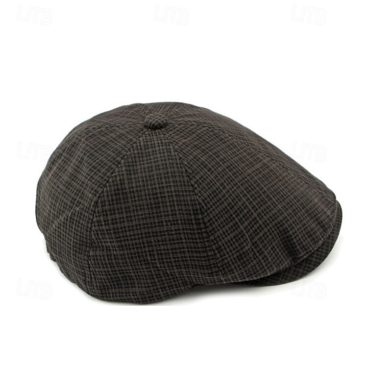 Men's Flat Cap Ascot Hat Newsboy Hat Black Light Green Polyester Fashion Casual Street Daily Plaid Adjustable Sunscreen Breathable3