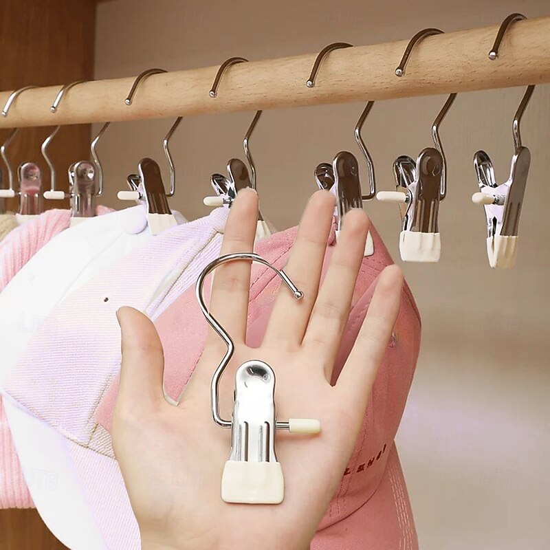 Space-Saving Clothes and Hat Storage Hooks, Laundry Hanging Clips, Heavy Duty Closet Organizer Clamps, Bulk Clothespins for Socks, Towels, Pants, Travel, Handbags