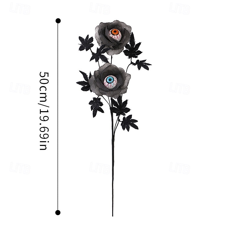 1 Bundle Halloween Artificial Flower Bouquet with Scary Eyeball and Maple Leaf Picks, Creepy Faux Floral Arrangement for Home and Party Decoration2