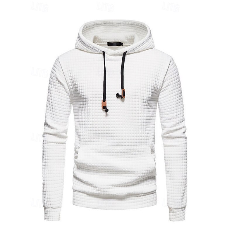Men's Hoodie Black White Light Grey Dark Gray Hooded Plain Pocket Ribbed Textured Sports & Outdoor Daily Holiday Polyester Streetwear Basic Casual Spring Autumn / Fall Clothing Apparel Hoodies4