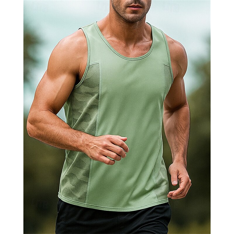 Men's Running Tank Top Running Top Running Shirt Sleeveless Top Color Block Quick Dry Lightweight Breathable Tennis Golf Running Sportswear Activewear Black White Blue