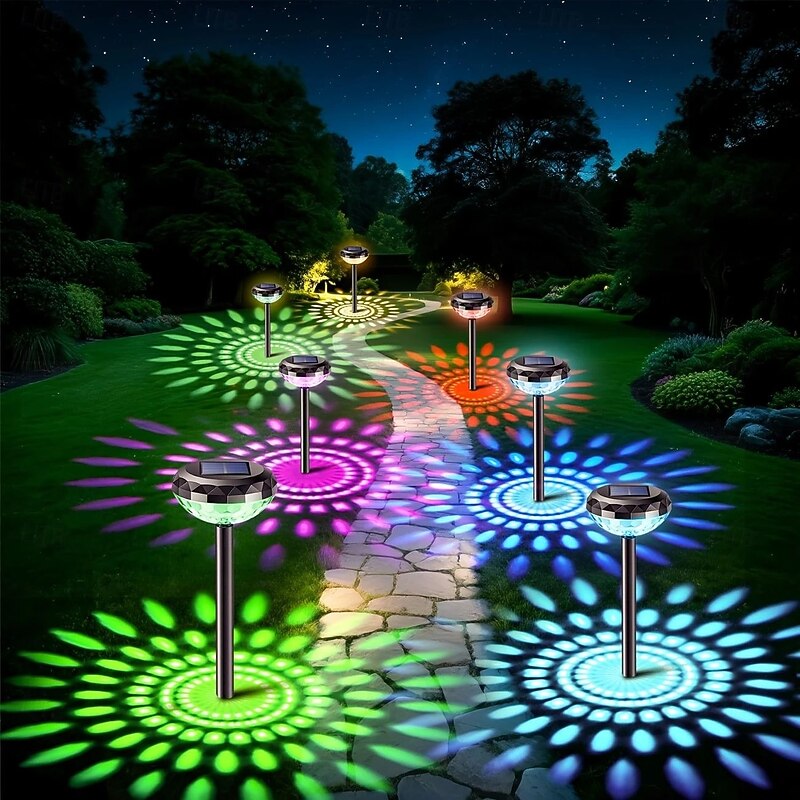 2/4 Pcs Outdoor Solar Panthway Lights Garden Landscape Decor Lights Waterproof Garden Trail Projection Lights 2 Modes Lighting  for Villa Yard Terrace Garage Pathway Lighting