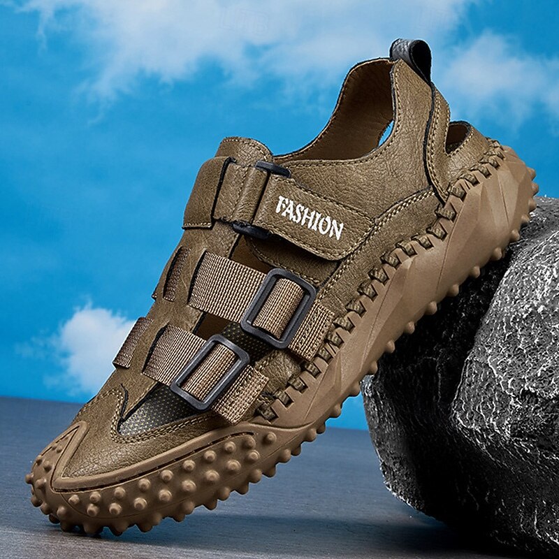 Men's Beige Outdoor Hiking Sneakers - Stylish Trekking Shoes with Durable Construction for Travel Trail Running and Outdoor Activities