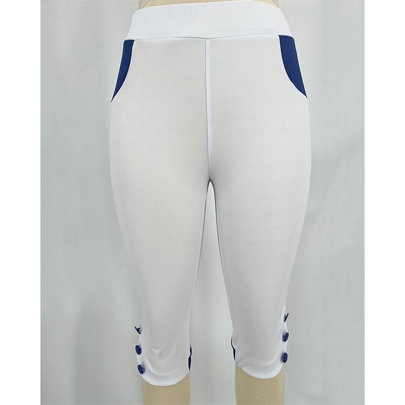 Women's Capri Pants Leggings Cozy Leggings Casual Athleisure Calf-Length High Waist Color Block Elastic Waist Breathability Stretchy Vacation Street Daily Wear Black White Pink Summer Fall Regular Fit4
