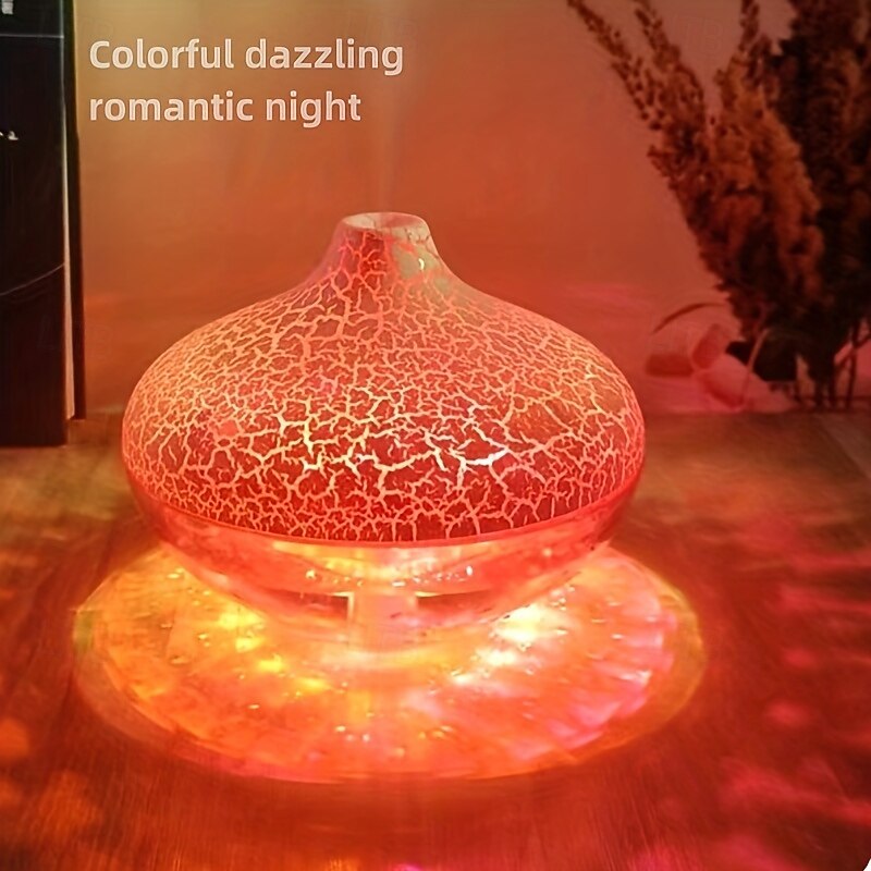 1pc of New Crystal Running Light USB Humidifier Aroma Diffuser 10.14oz Suitable for Multiple Scenarios Crystal Crack Humidifier with Colorful Ambient Light Silent Nano Mist Beauty Hydration Device4