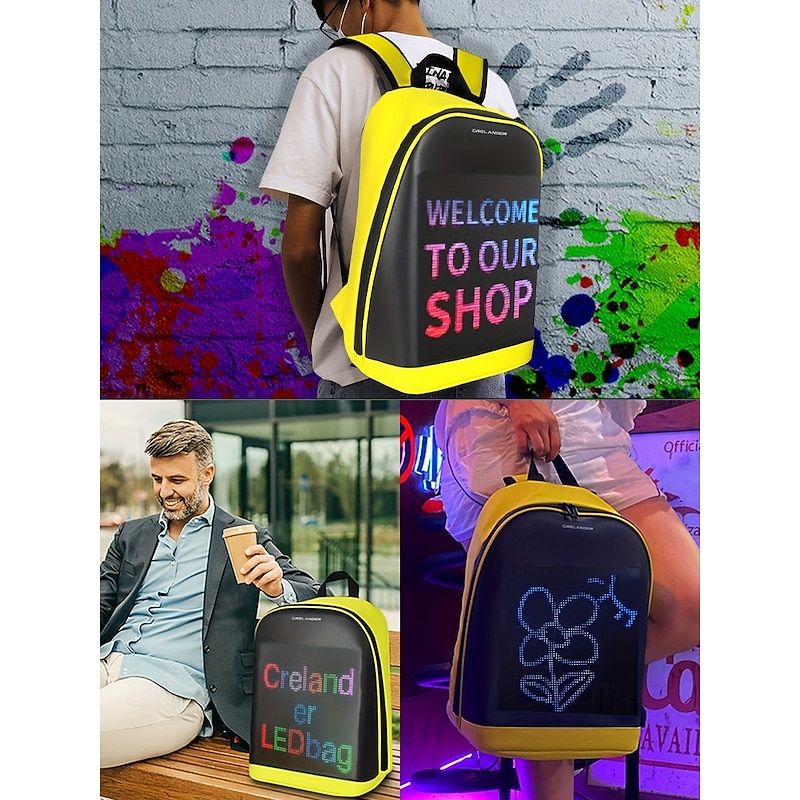 Men's Waterproof LED Display Backpack with App Control – Tech Style PU Leather School and Commuter Bag for Students, Creators and Daily Use4