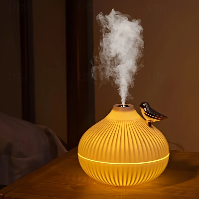 USB Powered 300ml LED Light Cool Mist Humidifier - Portable Mini Single Room Aroma Diffuser - No Battery 1L Capacity