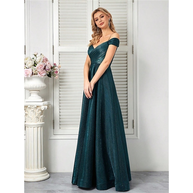 A-Line Quinceanera Dresses Elegant Dress Formal Wedding Floor Length Sleeveless Spaghetti Strap Polyester V Back with Pleats2