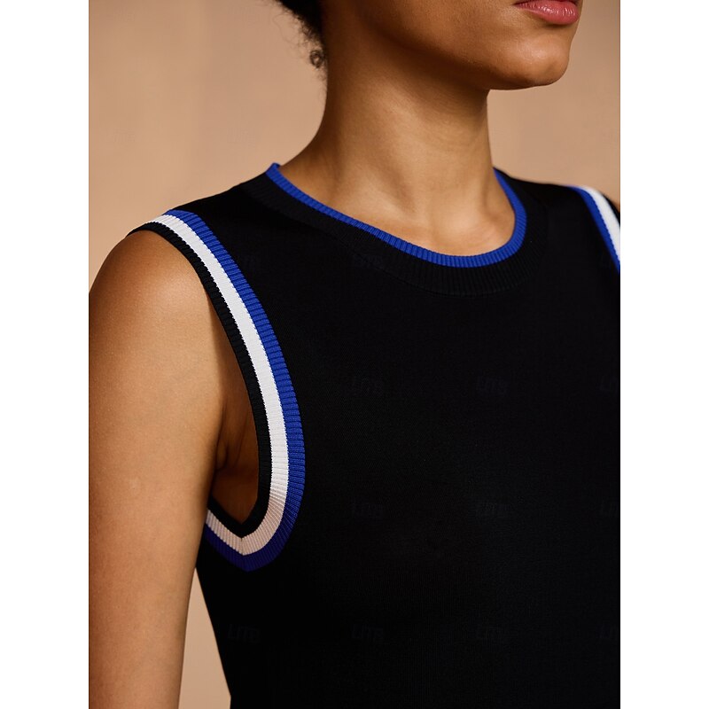 Women's Golf Polo Shirt Blue Black Sleeveless Top Ladies Golf Attire Clothes Outfits Wear Apparel3