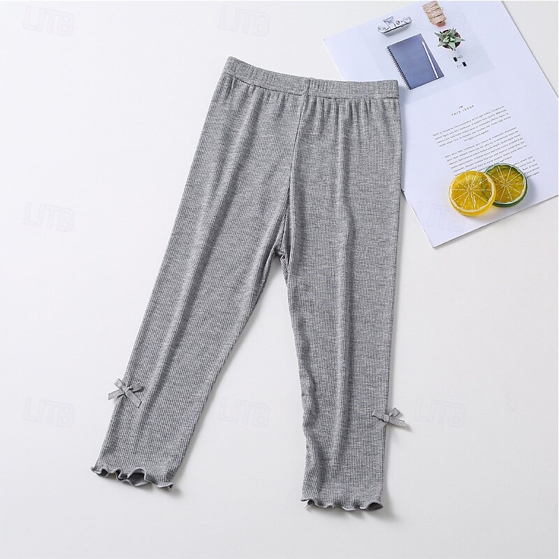 Kids Girls' Leggings Solid Color Daily Outdoor 4-12 Years Fall Black White Light Pink4