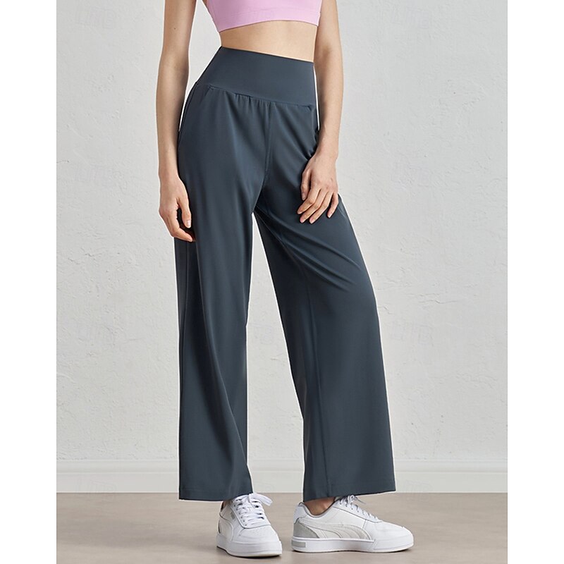 Women's fitness pants Pilates Pants Yoga Pants with Pockets Lightweight High Waist Gym Pilates Zumba Bottoms Solid Color Black White Dark Navy Fall Sports Activewear Micro-elastic Loose Fit2