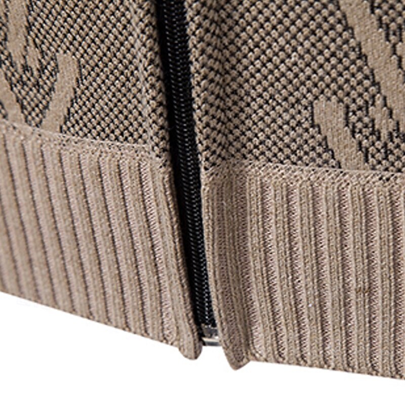 Men's Sweater Cardigan Sweater Ribbed Knit Regular Tops Knitted Geometric Standing Collar Modern Contemporary Smart Casual Casual Daily Wear Clothing Apparel Fall Winter Light Grey Dark Grey M L XL4