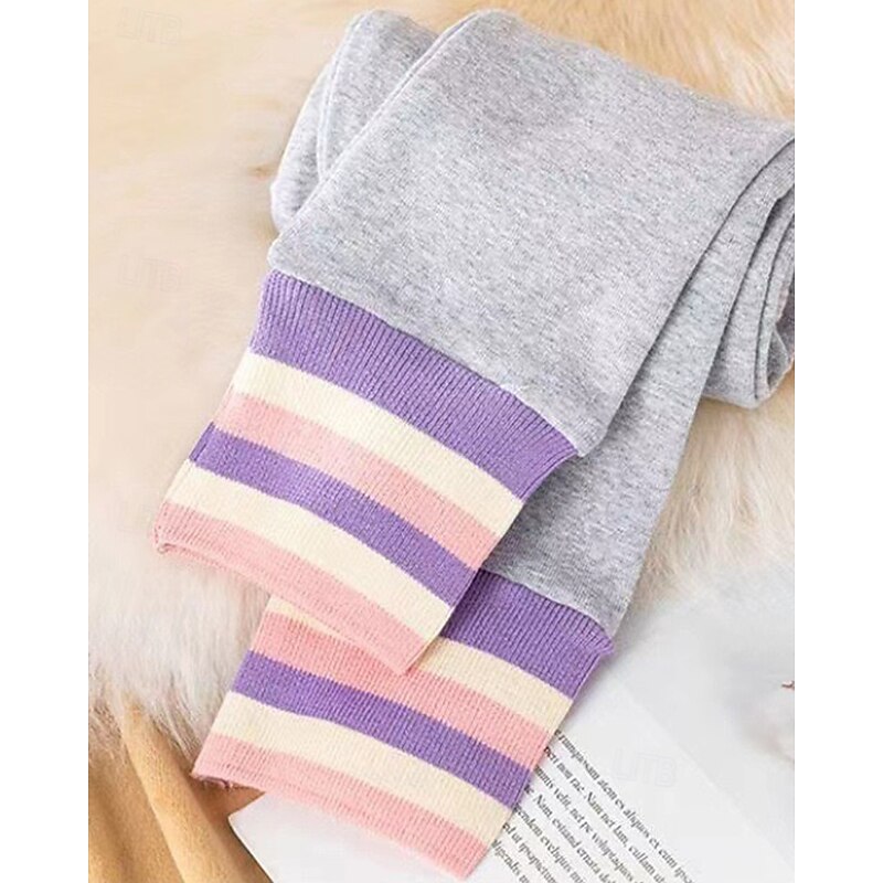 Kids Girls' Leggings Solid Color Streetwear Outdoor 4-12 Years Fall Black Light Grey Gray3