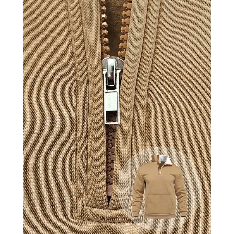 Men's Sweatshirt Quarter Zip Sweatshirt Black Army Green Red Navy Blue Khaki Half Zip Plain Sports & Outdoor Daily Holiday Polyester Streetwear Basic Casual Winter Autumn / Fall Clothing Apparel3