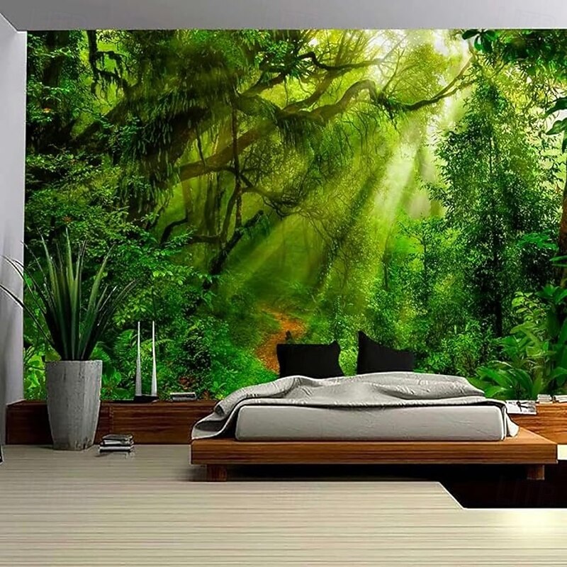 Forest Landscape Hanging Tapestry Wall Art Large Tapestry Mural Decor Photograph Backdrop Blanket Curtain Home Bedroom Living Room Decoration
