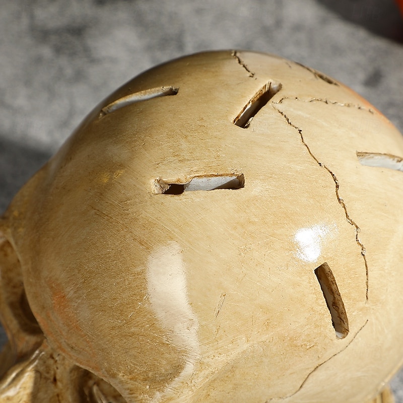 Halloween Realistic Skull Knife Holder Resin Figurine, Creative Skeleton Head Decoration Prop for Home and Kitchen Display2