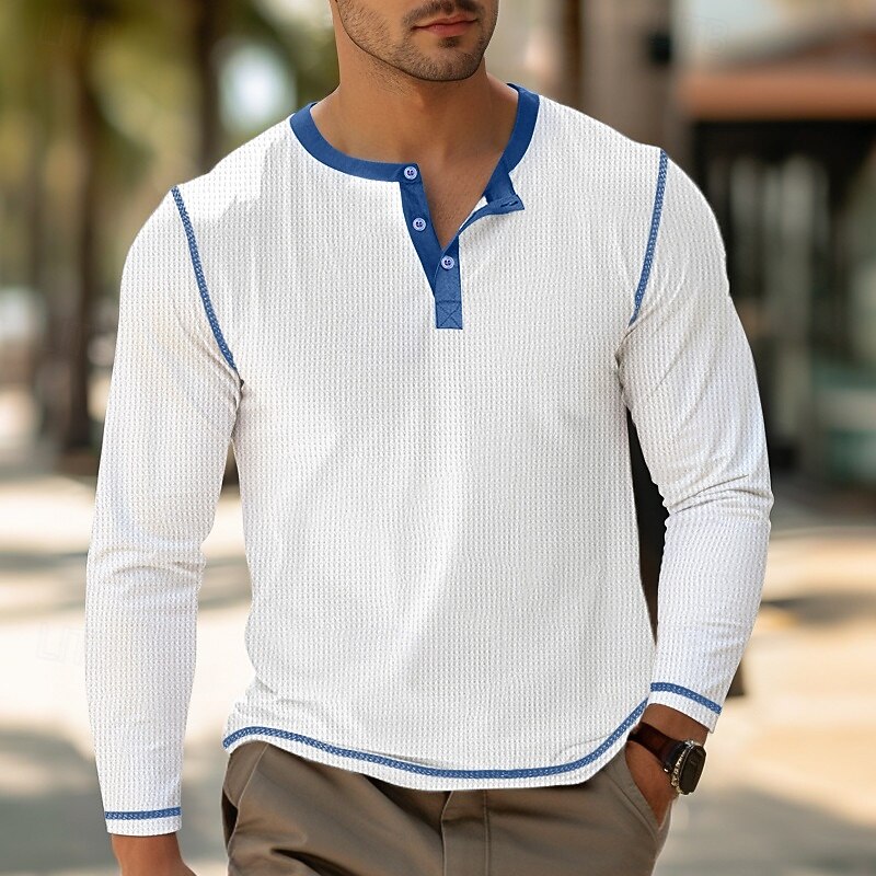 Men's T Shirt Short Sleeve Long Sleeve V Neck Henley Summer All Seasons Plain Fashion Classic Casual Plain Street Casual Sports Black White Green Top Tee for Men